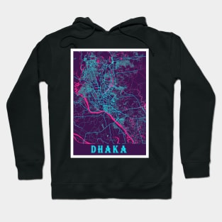 Dhaka Neon City Map, Dhaka Minimalist City Map Art Print Hoodie